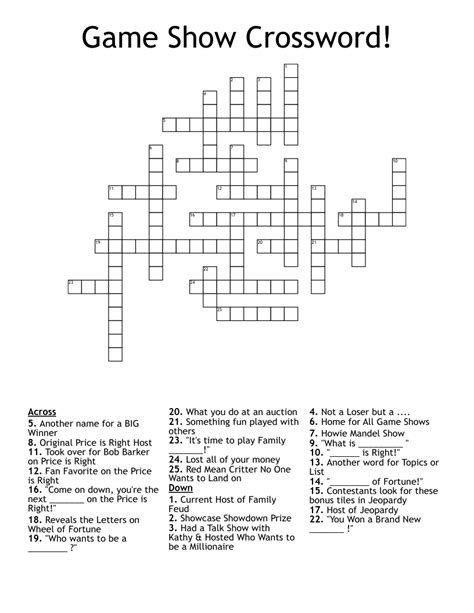 The Crossword Solver found 30 answers to "variety show", 7 letters crossword clue. . Variety show crossword clue